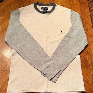 Polo by Ralph Lauren Cream & Gray Long Sleeve Thermal Tee